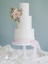 3 tier sparkly wedding cake & sugar flowers